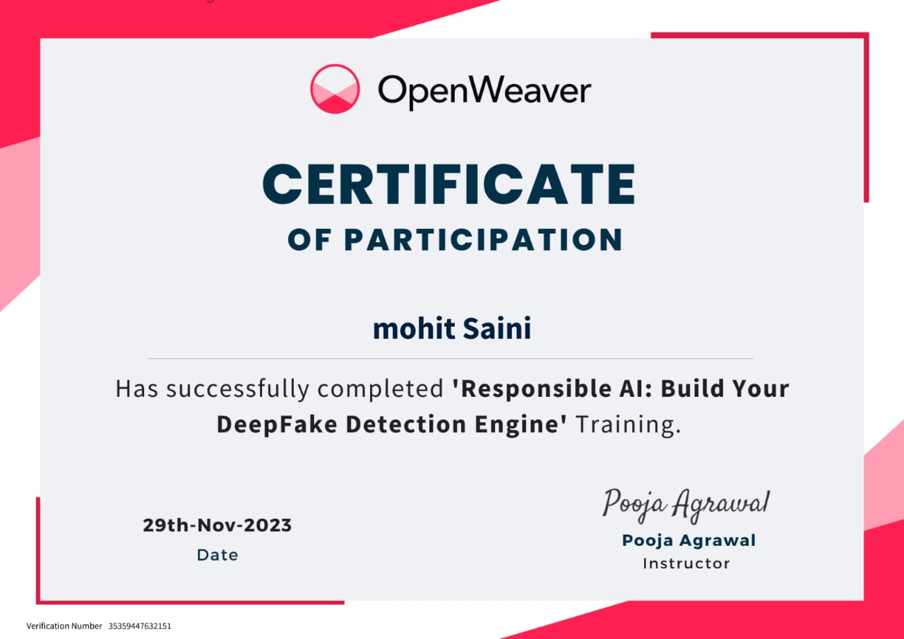Open Weaver Certificate